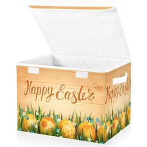 senya easter storage baskets collapsible storage bins with lids,happy easter eggs flowers storage boxes clothes baskets for organizing(b06d22020)