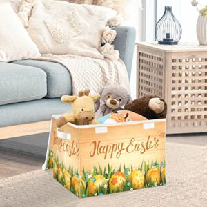 senya Easter Storage Baskets Collapsible Storage Bins with Lids,Happy Easter Eggs Flowers Storage Boxes Clothes Baskets for Organizing(B06D22020)