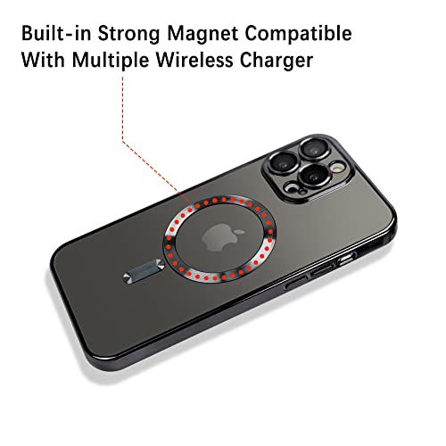 OOK Compatible iPhone 13 Pro Max Case with Camera Lens Protector (Compatible with MagSafe) Anti-Scratch Shockproof Protective Slim iPhone 13 Pro Max Case for Women Men - Black