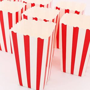 24 Pack Popcorn Box Popcorn Bag Popcorn Bucket Striped Wavy Paper Popcorn Container Cardboard Candy Container for Party Carnival Movie Night