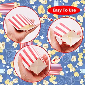 24 Pack Popcorn Box Popcorn Bag Popcorn Bucket Striped Wavy Paper Popcorn Container Cardboard Candy Container for Party Carnival Movie Night