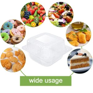 60Pcs Clear Take out Containers,Plastic Hinged Food Container,Clear Cake Containers Square,Disposable Clamshell Dessert Container with Lids for Salads Sandwiches Hamburger Dessert (5.3x4.7x2.8 in)