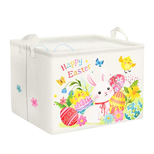 Clastyle Kid Large Gift Basket Bunny Clothes Towel Storage Bin Egg Flower Picnic Basket with Handles Daycare Nursery Storage Basket for Toy Books