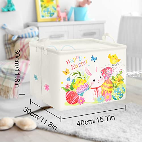 Clastyle Kid Large Gift Basket Bunny Clothes Towel Storage Bin Egg Flower Picnic Basket with Handles Daycare Nursery Storage Basket for Toy Books