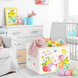 Clastyle Kid Large Gift Basket Bunny Clothes Towel Storage Bin Egg Flower Picnic Basket with Handles Daycare Nursery Storage Basket for Toy Books