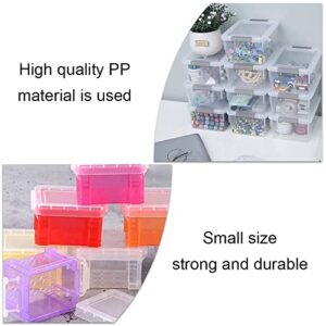 QianDanS 6 Pack Mini Storage Boxes Plastic Storage Box Organiser Boxes with Lid Small Storage Bin Boxes for Storing Paper Clips Staples Beads Earrings Rings