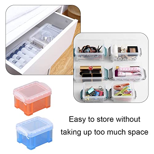 QianDanS 6 Pack Mini Storage Boxes Plastic Storage Box Organiser Boxes with Lid Small Storage Bin Boxes for Storing Paper Clips Staples Beads Earrings Rings