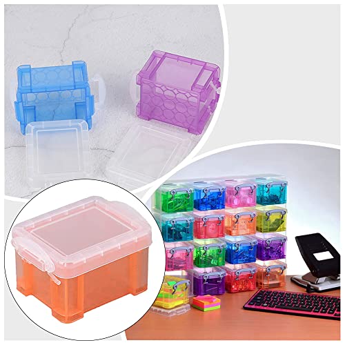 QianDanS 6 Pack Mini Storage Boxes Plastic Storage Box Organiser Boxes with Lid Small Storage Bin Boxes for Storing Paper Clips Staples Beads Earrings Rings