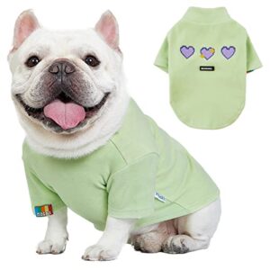 Cute Dog Sweatshirt Heart-Shaped T-Shirt Soft Solid Color Turtleneck Clothes Pet Puppy Pullover Cat Warm Costume (FB1,Green)