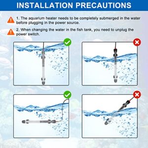 2 Pack 300W Submersible Aquarium Heater, Adjustable Temperature Fish Tank Heater with Thermometer, Protective Case and Suction Cup for 40-90 Gallon Saltwater Freshwater Fish Tank, Turtle Tank