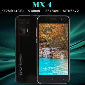 Smartphone Android Telephone, MX4 5.0INCH 3G Smartphone Deca Core 512MB ROM 4GB RAM, 2200 mAh large battery, Smartphone with Earphone, Holiday Gift for Family Friends (Black)
