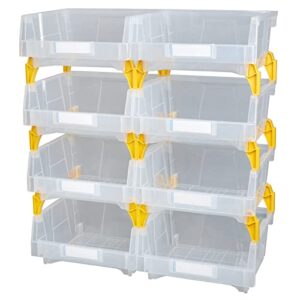 aercana large plastic stackable storage bins garage storage bins toy storage bin(clear, pack of 8)