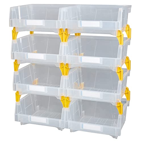 AERCANA Large Plastic Stackable Storage Bins Garage Storage Bins Toy storage bin(Clear, pack of 8)