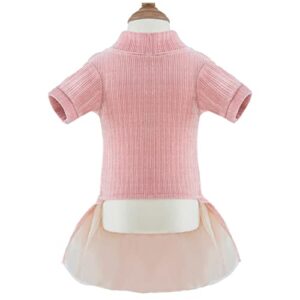 Dog Cute Dress Tutu Outfit Skirt with Flows Bowknot for Small Medium Girl Dogs Holiday Wedding Birthday Party (Pink, XL)