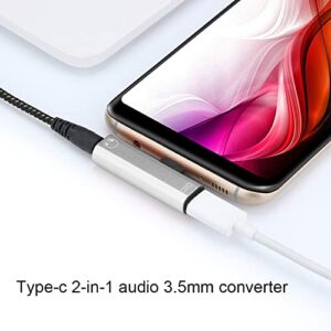 USB c to 3.5mm Audio Adapter Jack Headphone Adapter Dongle Dual Adaptor 2 in 1 to Aux Adapter Compatible with Huawei P40 P30 Pro P20 MatePad Pro 5G Note 20 Pixel 6/5/3/4 XL