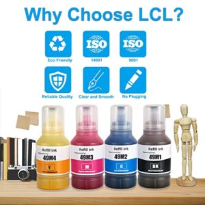 LCL Compatible T49M T49M1 T49M2 T49M3 T49M4 Autofill Sublimation Ink Replacement for SureColor F170 F570 Dye-Sublimation Printer (4-Pack,KCMY)
