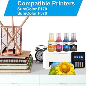 LCL Compatible T49M T49M1 T49M2 T49M3 T49M4 Autofill Sublimation Ink Replacement for SureColor F170 F570 Dye-Sublimation Printer (4-Pack,KCMY)