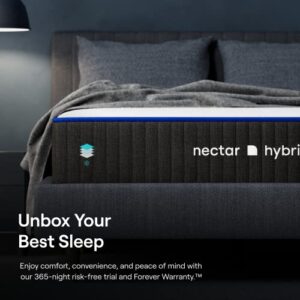 Nectar Hybrid King Mattress 12 Inch - Medium Firm Gel Memory Foam - Steel Springs - Cooling Technology - 365-Night Trial - Forever Warranty White