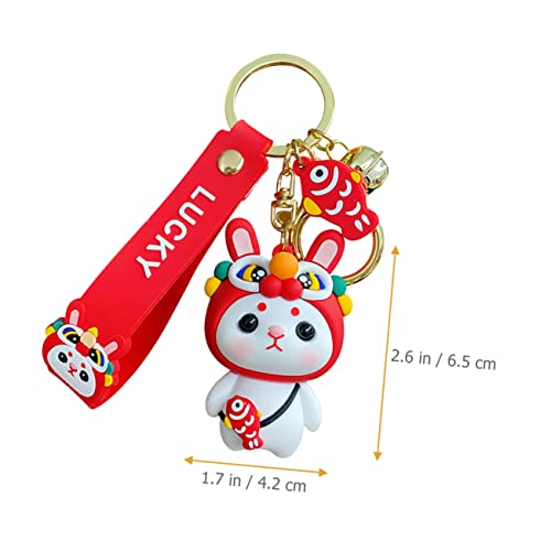 Operitacx 4pcs Fortune Ornaments Shaped Wear-resistant Fengshui Zodiac Gift Cartoon Bag Key Rabbit Ornament Hanging Bunny Pendant Charms Dance Chinese Keychain Awake Kawaii Keys Animal