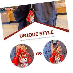 Operitacx 4pcs Fortune Ornaments Shaped Wear-resistant Fengshui Zodiac Gift Cartoon Bag Key Rabbit Ornament Hanging Bunny Pendant Charms Dance Chinese Keychain Awake Kawaii Keys Animal