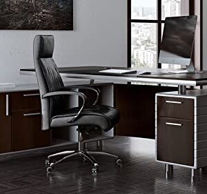 Zuri Furniture 83" Modern Kennedy Executive Dark Wood Desk with Left Return