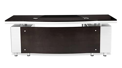 Zuri Furniture 83" Modern Kennedy Executive Dark Wood Desk with Left Return