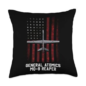 general atomics mq-9 reaper drone-mq-9 predator throw pillow, 18x18, multicolor