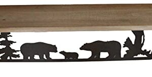 Ebros Gift Forest Woodlands Rustic Black Bear Family Metal Cutout Art Wall Hanging Floating Wood Shelf 20" Wide Rustic Bears Decorative Cabin Lodge Country Mountain Western Homes