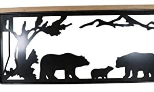 Ebros Gift Forest Woodlands Rustic Black Bear Family Metal Cutout Art Wall Hanging Floating Wood Shelf 20" Wide Rustic Bears Decorative Cabin Lodge Country Mountain Western Homes