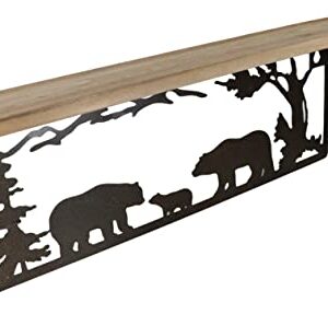 Ebros Gift Forest Woodlands Rustic Black Bear Family Metal Cutout Art Wall Hanging Floating Wood Shelf 20" Wide Rustic Bears Decorative Cabin Lodge Country Mountain Western Homes