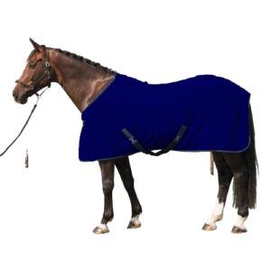 resistance long lasting & warm soft fleece color cooler for horse (72", navy blue)