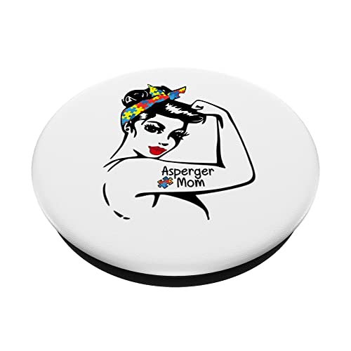 Proud Asperger Autism Mom Strong Woman Autism Awareness PopSockets Swappable PopGrip