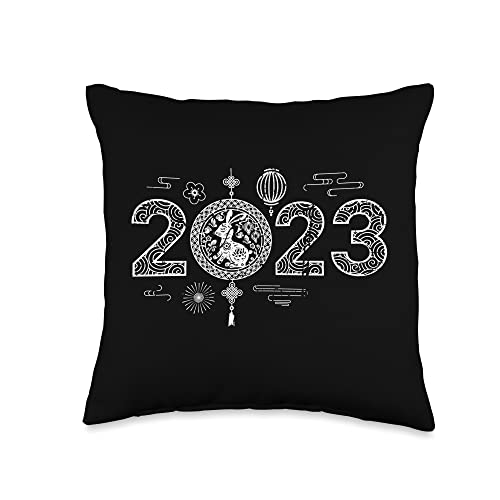 2023 Chinese New Year Zodiac Gifts And Apparel Men Women Rabbit Chinese New Year 2023 Throw Pillow, 16x16, Multicolor