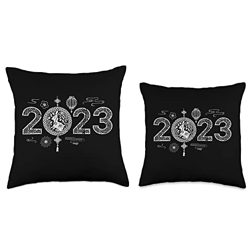 2023 Chinese New Year Zodiac Gifts And Apparel Men Women Rabbit Chinese New Year 2023 Throw Pillow, 16x16, Multicolor