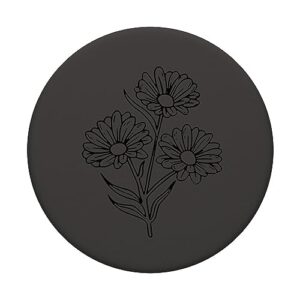 Black Gray Daisy PopSockets Standard PopGrip