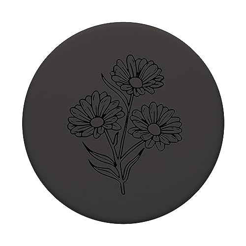 Black Gray Daisy PopSockets Standard PopGrip