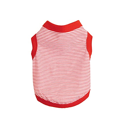 HonpraD Girl Dog Clothes Large Breed British Cotton Vest Dog Style Breathable Cat T-Shirt Striped Sleeveless Pet Clothes