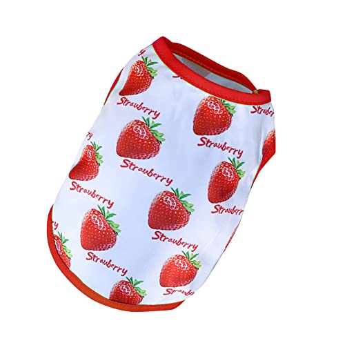 HonpraD Yorkie Clothes for Small Dogs Boy Dog Shirt Strawberry Print Puppy Cat T Shirts Tops Soft Dog Sleeveless Vest Outfits Summer Tee Shirts Pet Clothes