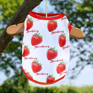 HonpraD Yorkie Clothes for Small Dogs Boy Dog Shirt Strawberry Print Puppy Cat T Shirts Tops Soft Dog Sleeveless Vest Outfits Summer Tee Shirts Pet Clothes