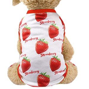 HonpraD Yorkie Clothes for Small Dogs Boy Dog Shirt Strawberry Print Puppy Cat T Shirts Tops Soft Dog Sleeveless Vest Outfits Summer Tee Shirts Pet Clothes