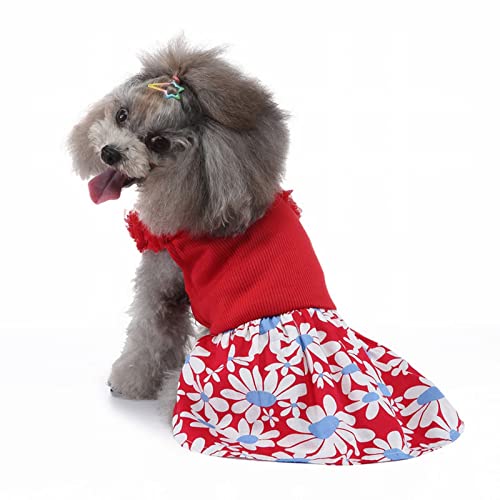 Dog Clothes Girl Medium Dress Cute Pet Print Skirt Breathable Summer Sleeveless Shirt Comfortable Dog Shirt Breathable Dog Designer Cat Clothes