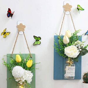 Yisiziyo Beech Wood Coat Hooks 4 Pieces Kids Room Decorative Hooks No Marking Glue No Drilling Required (3-Flower)