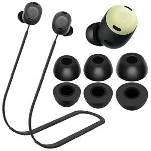 strap memory foam tips kit compatible with pixel buds pro, anti-lost soft lanyard neck rope cord leash comfortable memory foam ear tips eartips compatible with google pixel buds pro