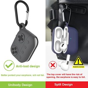 Anti-Lost Case Compatible with Airpods Pro 2,Waterproof,Wireless Charging, LED Visible,Carabiner Included. (Grey)