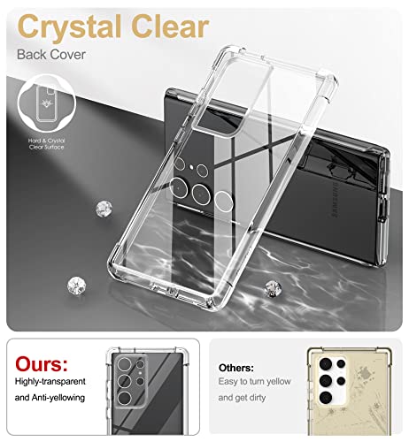 SURITCH for Samsung Galaxy S23 Ultra Clear Case 6.8" (Only), [Built-in Screen Protector] Full Body Protective Hard Shell+Soft TPU Phone Case for Samsung S23 Ultra -(Full Clear)