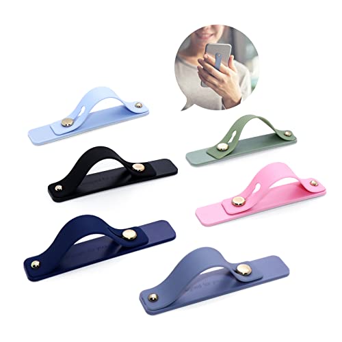 6 Pieces Finger Strap for Phone, Back of Finger Grip Portable Telescopic Finger Strap Bracket for Most Mobile Phones, Flat Stick Phone Grip for All Smartphones