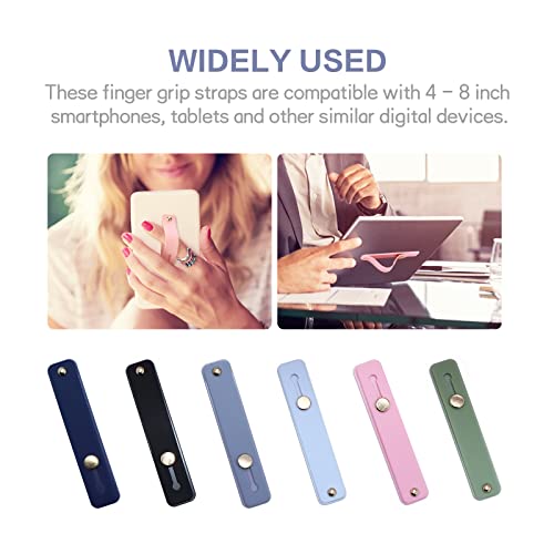 6 Pieces Finger Strap for Phone, Back of Finger Grip Portable Telescopic Finger Strap Bracket for Most Mobile Phones, Flat Stick Phone Grip for All Smartphones