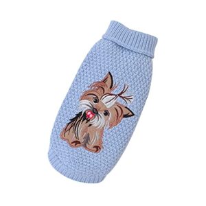 Neiwech Small Dogs Knitted Sweaters Medium Cats Soft Sweatshirts Pet Puppy Warm Winter Clothes Light Orchid Blue XL 82w590