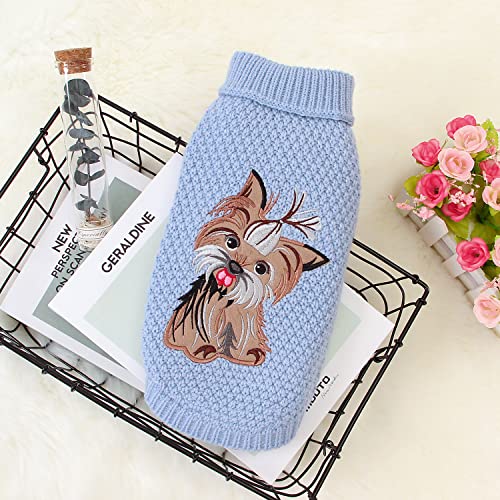 Neiwech Small Dogs Knitted Sweaters Medium Cats Soft Sweatshirts Pet Puppy Warm Winter Clothes Light Orchid Blue XL 82w590