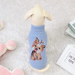 Neiwech Small Dogs Knitted Sweaters Medium Cats Soft Sweatshirts Pet Puppy Warm Winter Clothes Light Orchid Blue XL 82w590